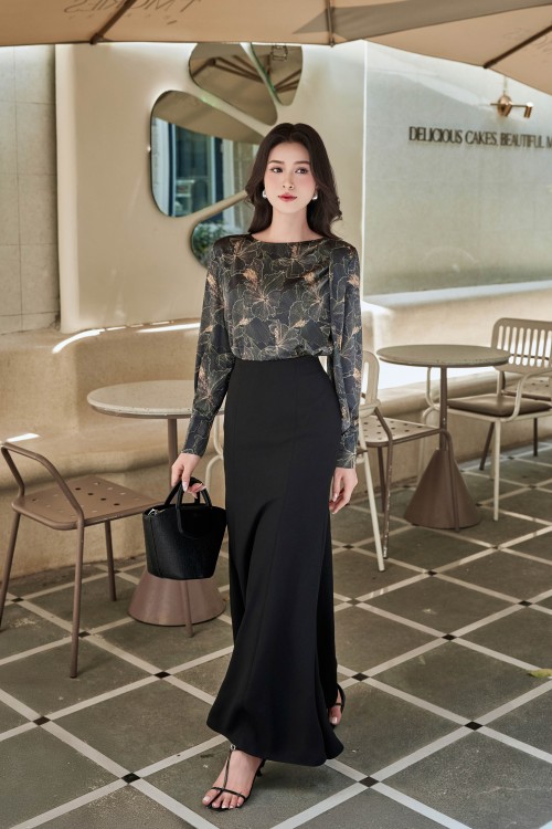 Sixdo Black Woven Mermaid Skirt